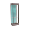 Edge Lighted Floor Case, Pewter Back, Dark Bronze Frame, 6" Morro Zephyr Base, 24"W x 76"H x 20"D