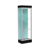 Edge Lighted Floor Case, Pewter Back, Satin Frame, 6" Black Base, 24"W x 76"H x 20"D