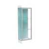 Edge Lighted Floor Case, Pewter Back, Satin Frame, 6" Frosty White Base, 24"W x 76"H x 20"D
