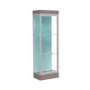 Edge Lighted Floor Case, Pewter Back, Satin Frame, 6" Morro Zephyr Base, 24"W x 76"H x 20"D