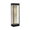 Edge Lighted Floor Case, Silk Back, Dark Bronze Frame, 6" Black Base, 24"W x 76"H x 20"D