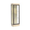 Edge Lighted Floor Case, Silk Back, Dark Bronze Frame, 6" Chardonnay Base, 24"W x 76"H x 20"D