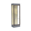 Edge Lighted Floor Case, Silk Back, Dark Bronze Frame, 6" Carbon Mesh Base, 24"W x 76"H x 20"D