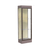 Edge Lighted Floor Case, Silk Back, Dark Bronze Frame, 6" Morro Zephyr Base, 24"W x 76"H x 20"D