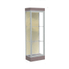 Edge Lighted Floor Case, Silk Back, Satin Frame, 6" Morro Zephyr Base, 24"W x 76"H x 20"D