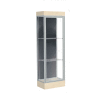 Edge Lighted Floor Case, Slate Back, Satin Frame, 6" Chardonnay Base, 24"W x 76"H x 20"D