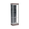 Edge Lighted Floor Case, Slate Back, Satin Frame, 6" Morro Zephyr Base, 24"W x 76"H x 20"D