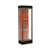 Edge Lighted Floor Case, Terra Cotta Back, Dark Bronze Frame, 6" Black Base, 24"W x 76"H x 20"D