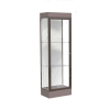Edge Lighted Floor Case, White Back, Dark Bronze Frame, 6" Morro Zephyr Base, 24"W x 76"H x 20"D