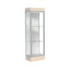 Edge Lighted Floor Case, White Back, Satin Frame, 6" Chardonnay Base, 24"W x 76"H x 20"D