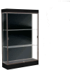 Edge Lighted Floor Case, Black Back, Dark Bronze Frame, 6" Black Base, 48"W x 76"H x 20"D