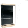 Edge Lighted Floor Case, Black Back, Dark Bronze Frame, 6" Chardonnay Base, 48"W x 76"H x 20"D