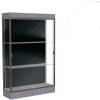 Edge Lighted Floor Case, Black Back, Dark Bronze Frame, 6" Carbon Mesh Base, 48"W x 76"H x 20"D