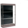 Edge Lighted Floor Case, Black Back, Dark Bronze Frame, 6" Morro Zephyr Base, 48"W x 76"H x 20"D