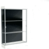 Edge Lighted Floor Case, Black Back, Satin Frame, 6" Frosty White Base, 48"W x 76"H x 20"D