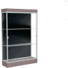 Edge Lighted Floor Case, Black Back, Satin Frame, 6" Morro Zephyr Base, 48"W x 76"H x 20"D