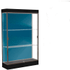 Edge Lighted Floor Case, Blue Steel Back, Dark Bronze Frame, 6" Black Base, 48"W x 76"H x 20"D