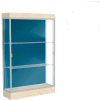 Edge Lighted Floor Case, Blue Steel Back, Satin Frame, 6" Chardonnay Base, 48"W x 76"H x 20"D