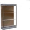 Edge Lighted Floor Case, Chocolate Back, Dark Bronze Frame, 6" Carbon Mesh Base, 48"W x 76"H x 20"D