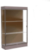 Edge Lighted Floor Case, Chocolate Back, Dark Bronze Frame, 6" Morro Zephyr Base, 48"W x 76"H x 20"D