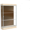 Edge Lighted Floor Case, Chocolate Back, Satin Frame, 6" Chardonnay Base, 48"W x 76"H x 20"D