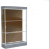 Edge Lighted Floor Case, Chocolate Back, Satin Frame, 6" Carbon Mesh Base, 48"W x 76"H x 20"D