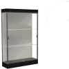 Edge Lighted Floor Case, Harbor Back, Dark Bronze Frame, 6" Black Base, 48"W x 76"H x 20"D
