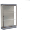 Edge Lighted Floor Case, Harbor Back, Dark Bronze Frame, 6" Carbon Mesh Base, 48"W x 76"H x 20"D
