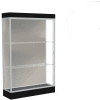Edge Lighted Floor Case, Harbor Back, Satin Frame, 6" Black Base, 48"W x 76"H x 20"D