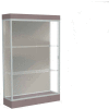 Edge Lighted Floor Case, Harbor Back, Satin Frame, 6" Morro Zephyr Base, 48"W x 76"H x 20"D