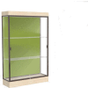 Edge Lighted Floor Case, Pale Green Back, Dark Bronze Frame, 6" Chardonnay Base, 48"W x 76"H x 20"D