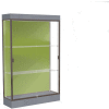 Edge Lighted Floor Case, Pale Green Back, Dark Bronze Frame, 6" Carbon Mesh Base, 48"W x 76"H x 20"D