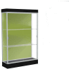 Edge Lighted Floor Case, Pale Green Back, Satin Frame, 6" Black Base, 48"W x 76"H x 20"D