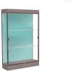 Edge Lighted Floor Case, Pewter Back, Dark Bronze Frame, 6" Morro Zephyr Base, 48"W x 76"H x 20"D