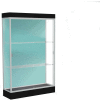 Edge Lighted Floor Case, Pewter Back, Satin Frame, 6" Black Base, 48"W x 76"H x 20"D