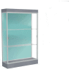 Edge Lighted Floor Case, Pewter Back, Satin Frame, 6" Carbon Mesh Base, 48"W x 76"H x 20"D