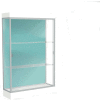 Edge Lighted Floor Case, Pewter Back, Satin Frame, 6" Frosty White Base, 48"W x 76"H x 20"D