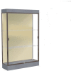 Edge Lighted Floor Case, Silk Back, Dark Bronze Frame, 6" Carbon Mesh Base, 48"W x 76"H x 20"D