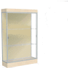 Edge Lighted Floor Case, Silk Back, Satin Frame, 6" Chardonnay Base, 48"W x 76"H x 20"D