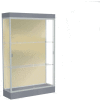 Edge Lighted Floor Case, Silk Back, Satin Frame, 6" Carbon Mesh Base, 48"W x 76"H x 20"D