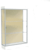 Edge Lighted Floor Case, Silk Back, Satin Frame, 6" Frosty White Base, 48"W x 76"H x 20"D