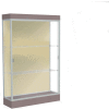 Edge Lighted Floor Case, Silk Back, Satin Frame, 6" Morro Zephyr Base, 48"W x 76"H x 20"D