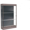 Edge Lighted Floor Case, Slate Back, Dark Bronze Frame, 6" Morro Zephyr Base, 48"W x 76"H x 20"D