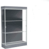 Edge Lighted Floor Case, Slate Back, Satin Frame, 6" Carbon Mesh Base, 48"W x 76"H x 20"D