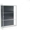 Edge Lighted Floor Case, Slate Back, Satin Frame, 6" Frosty White Base, 48"W x 76"H x 20"D
