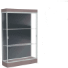 Edge Lighted Floor Case, Slate Back, Satin Frame, 6" Morro Zephyr Base, 48"W x 76"H x 20"D