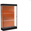 Edge Lighted Floor Case, Terra Cotta Back, Dark Bronze Frame, 6" Black Base, 48"W x 76"H x 20"D