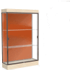 Edge Lighted Floor Case, Terra Cotta Back, Dark Bronze Frame, 6" Chardonnay Base, 48"W x 76"H x 20"D