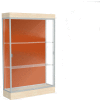 Edge Lighted Floor Case, Terra Cotta Back, Satin Frame, 6" Chardonnay Base, 48"W x 76"H x 20"D