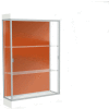Edge Lighted Floor Case, Terra Cotta Back, Satin Frame, 6" Frosty White Base, 48"W x 76"H x 20"D
